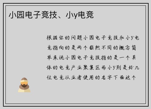 小园电子竞技、小y电竞